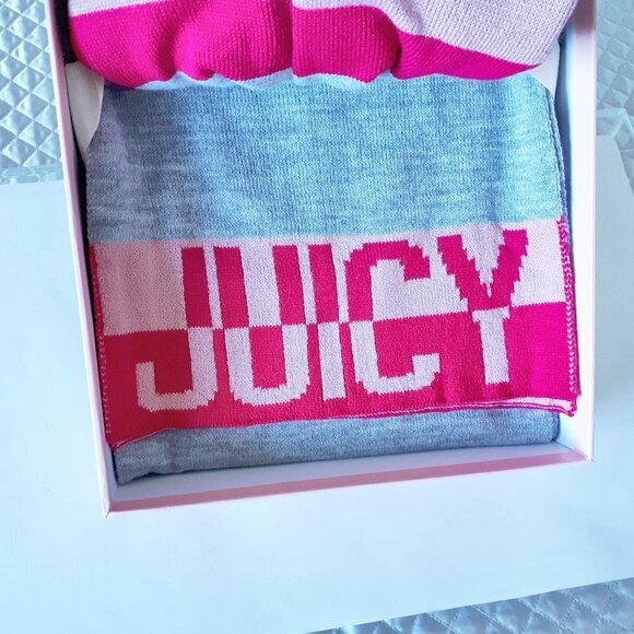 NWT Juicy Couture grey knit hat & scarf boxed set - Picture 6 of 6
